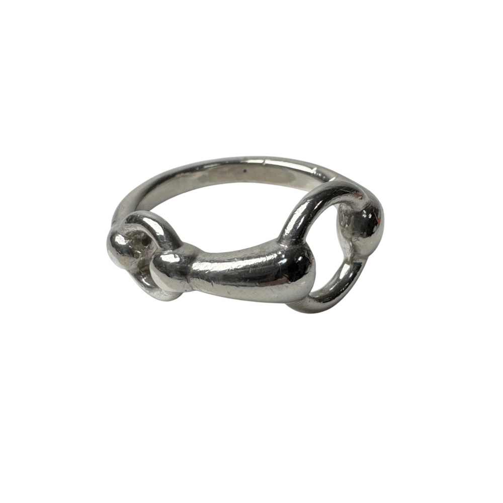 HERMES Silver Horsebit Ring